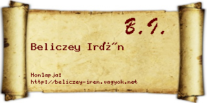 Beliczey Irén névjegykártya